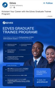 Edves Graduate Trainee Program 2025