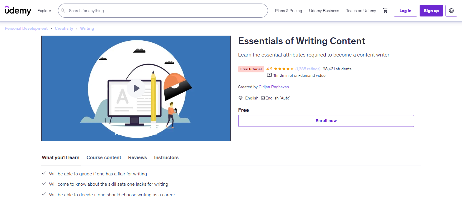 Udemy's Essentials of Writing Content