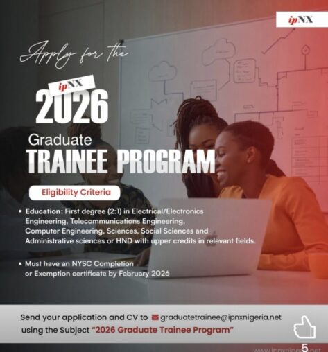 Apply for the ipNX Nigeria Limited 2026 Graduate Trainee Program