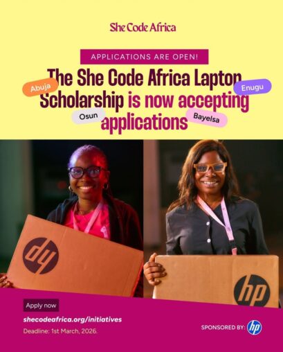 Call for Applications: She Code Africa Laptop Scholarship — Free Laptops for African Women in Tech